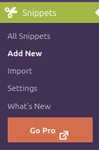 code snippet menu. click on "add new"